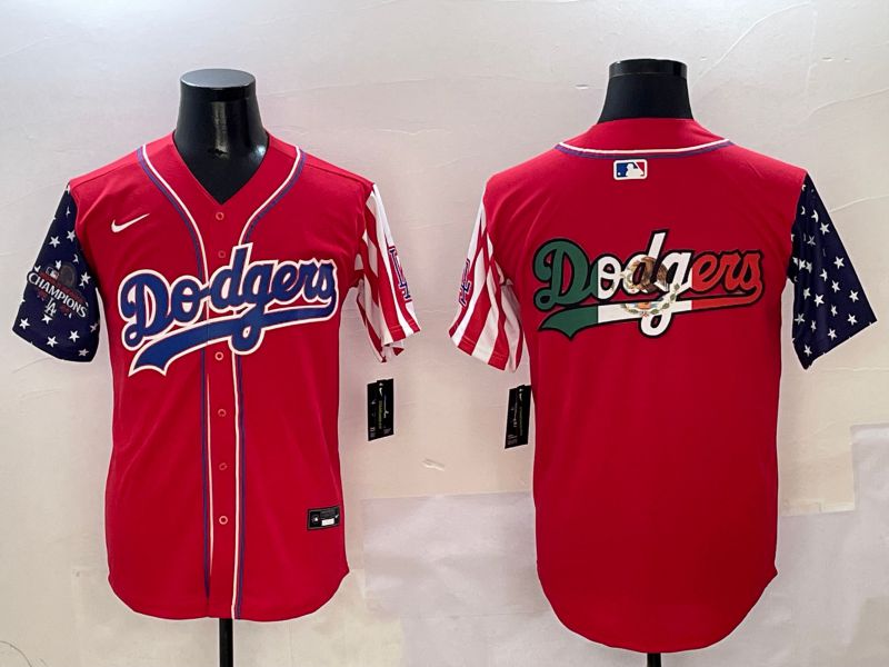 Men Los Angeles Dodgers Blank Red a generation of national flags Joint name 2025 Nike MLB Jersey style 10->los angeles dodgers->MLB Jersey